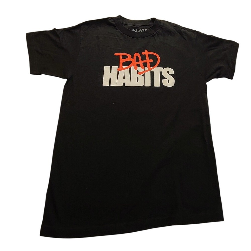 NAV x Vlone Bad Habits Black Graphic T-Shirt Men's Medium Streetwear Tee